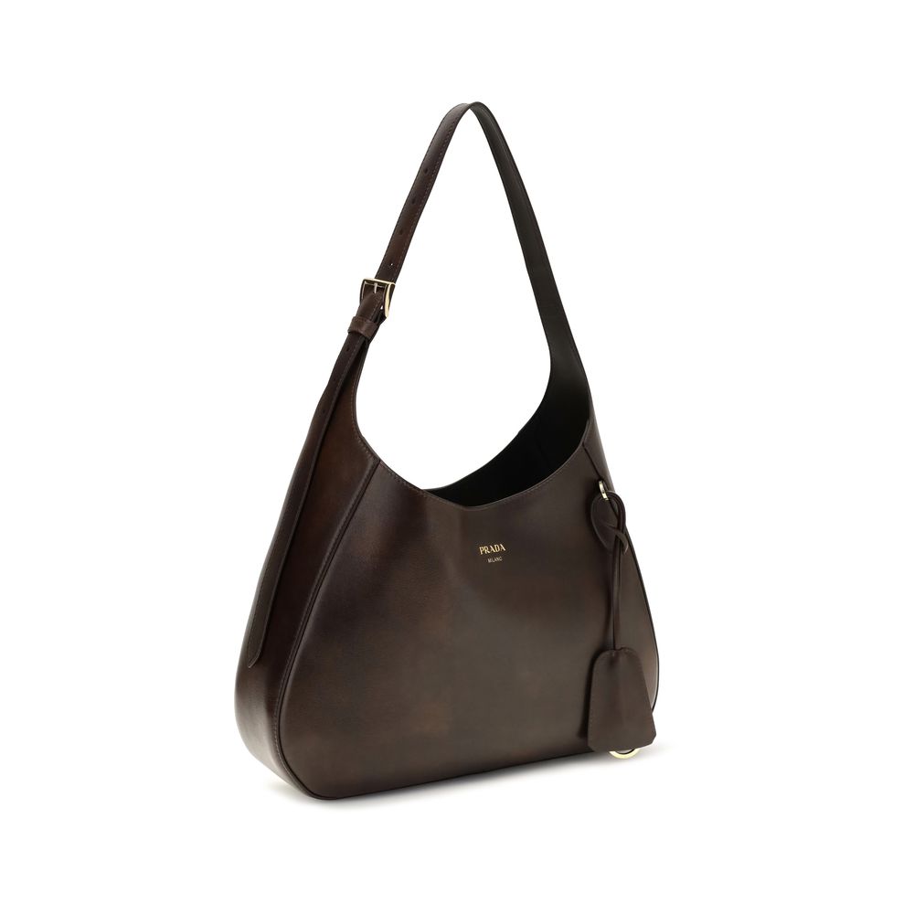 Prada Brown Calf Leather Shoulder Bag