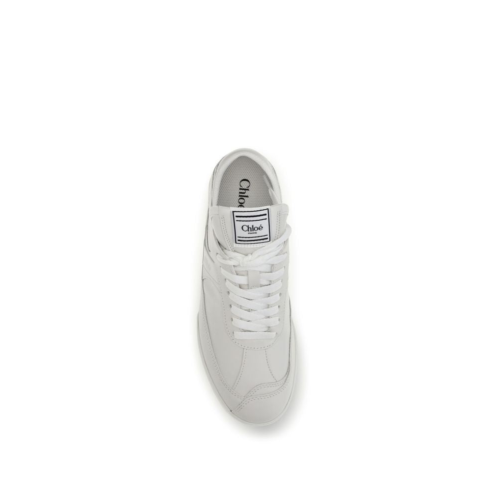 Chloé White Calf Leather Athletic Sneakers