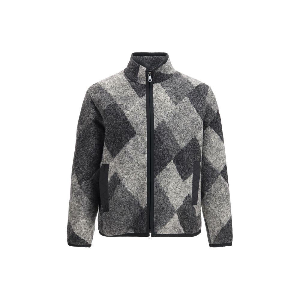 Moncler Gray Wool Full-Length Jacket