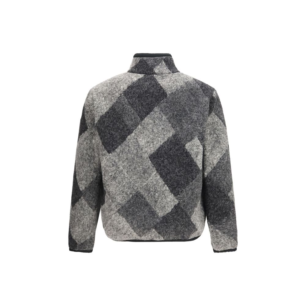 Moncler Gray Wool Oves Aries Full-Length Jacket