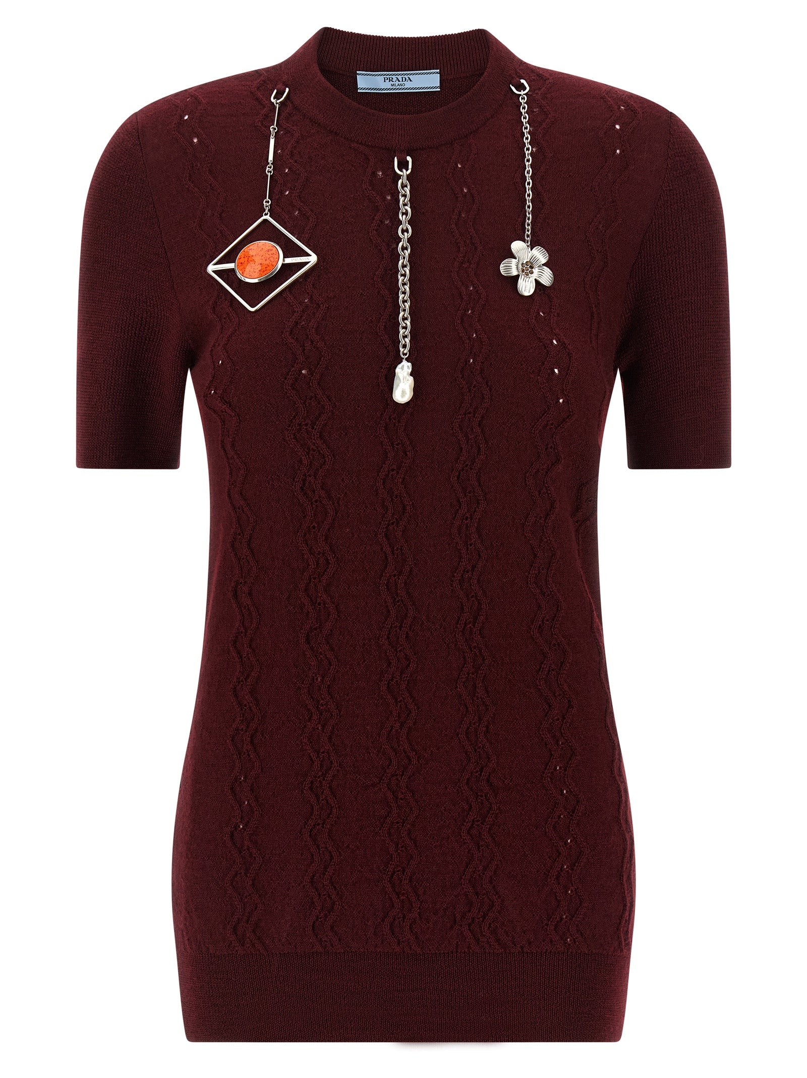 Prada Bordeaux Virgin Wool Cardigan