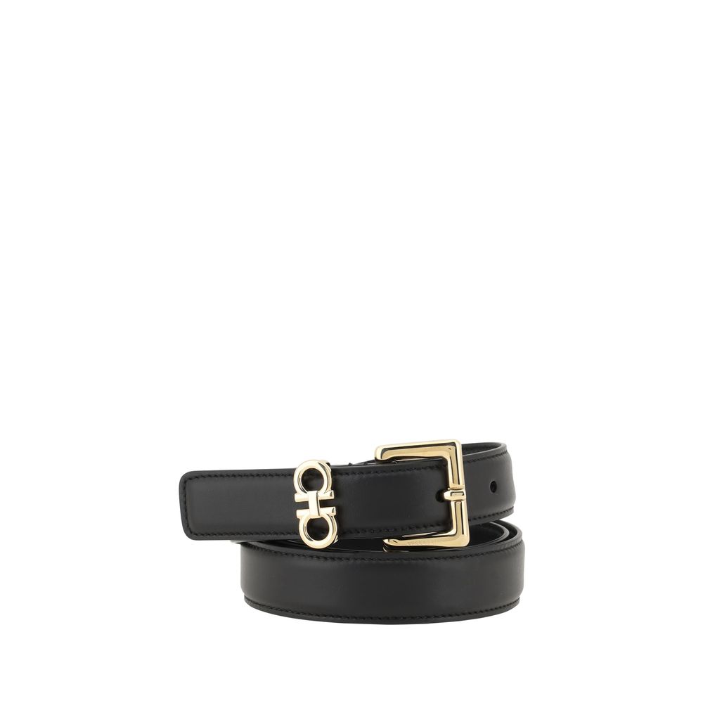 Ferragamo Black Calf Leather Regular Belt