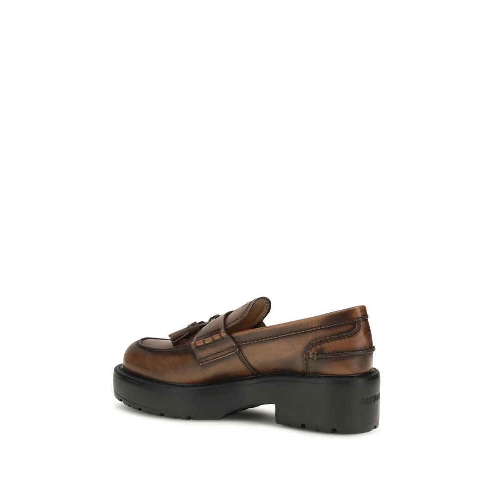 Miu Miu Brown Calf Leather Platform Loafers