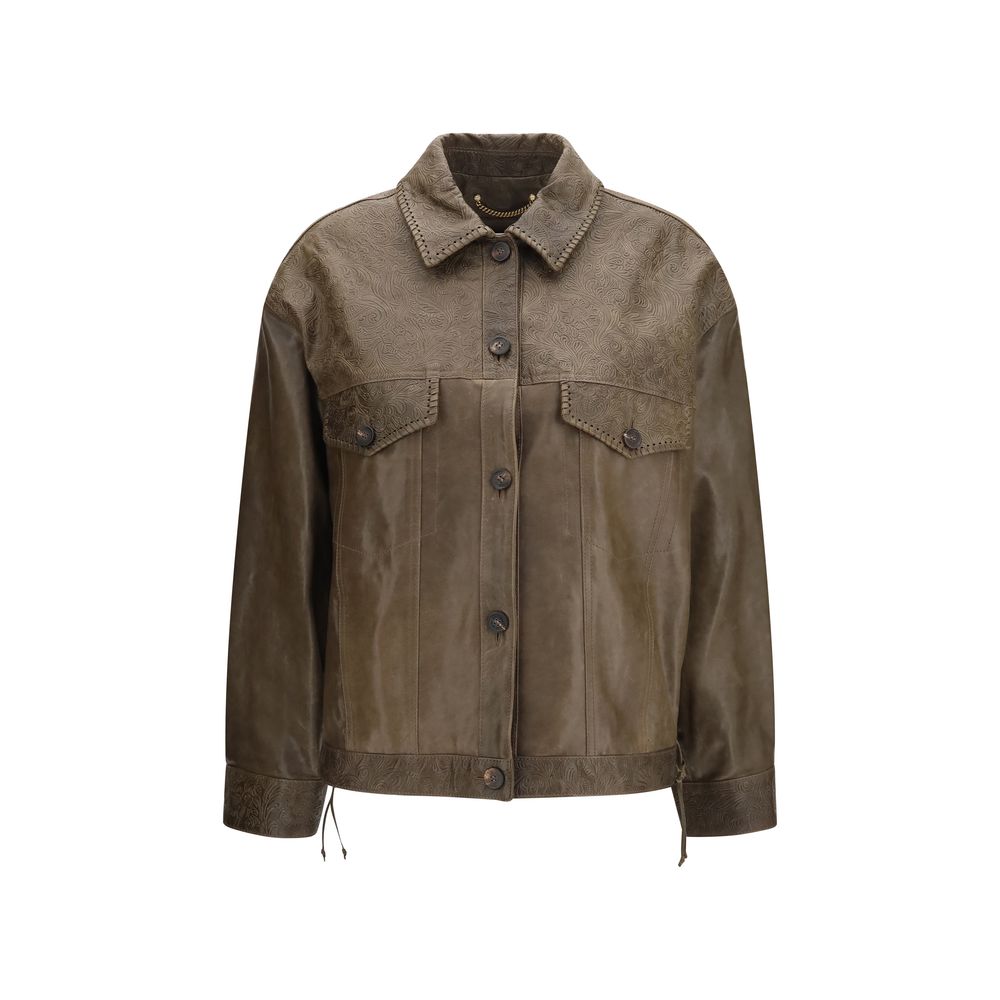 Golden Goose Brown Calf Leather Leather Jacket