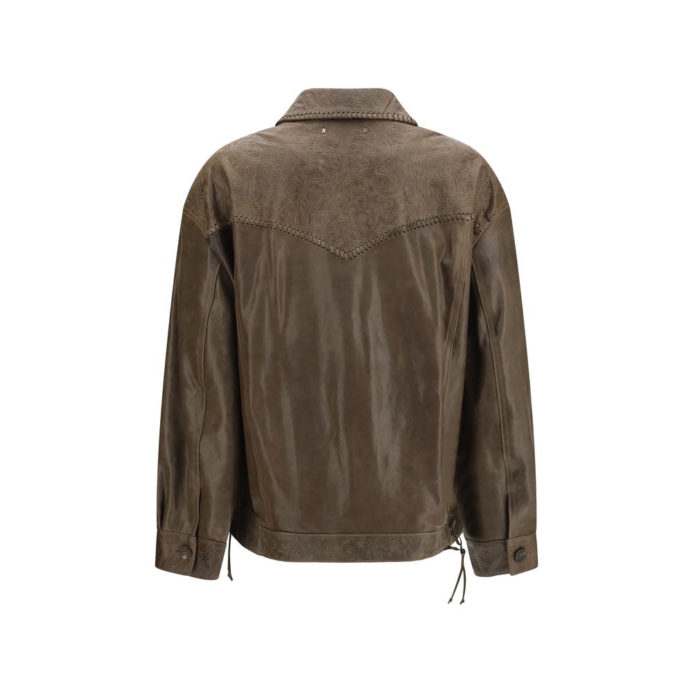 Golden Goose Brown Calf Leather Leather Jacket
