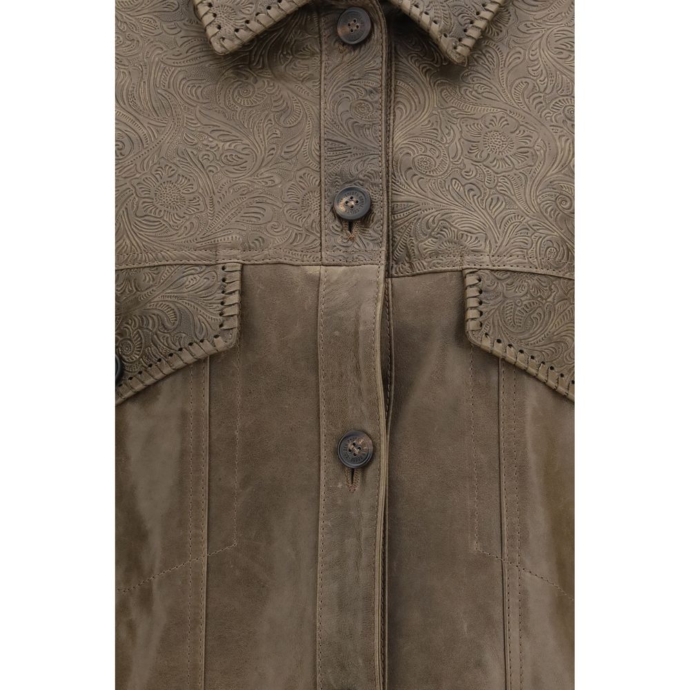 Golden Goose Brown Lambskin Leather Jacket