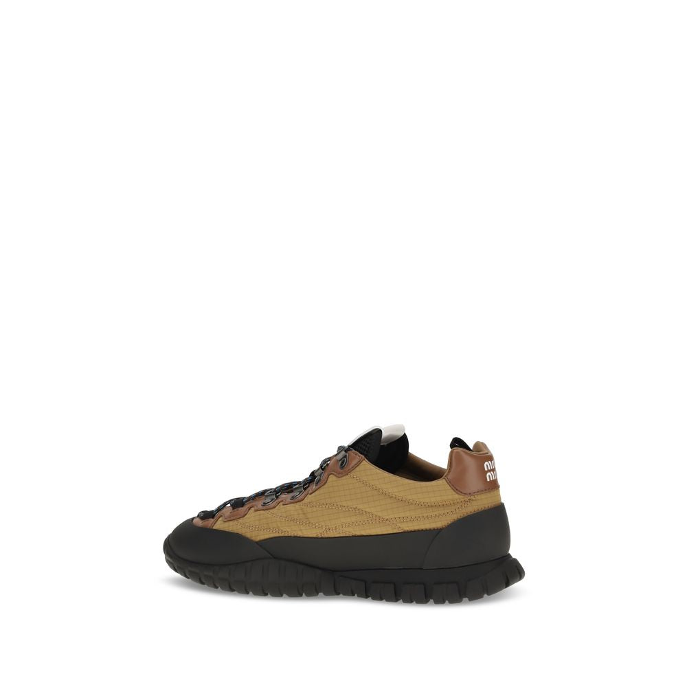 Baskets athlétiques Miu Miu en polyamide beige