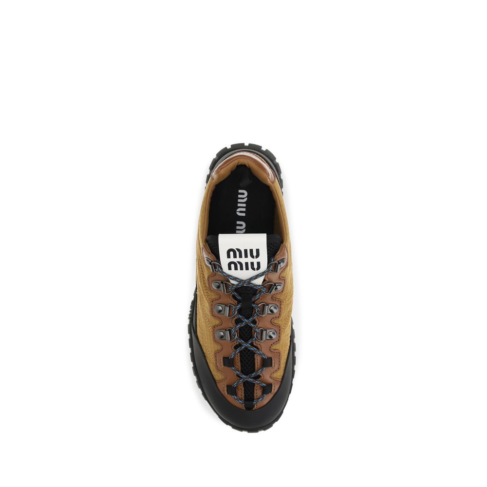 Baskets athlétiques Miu Miu en polyamide beige