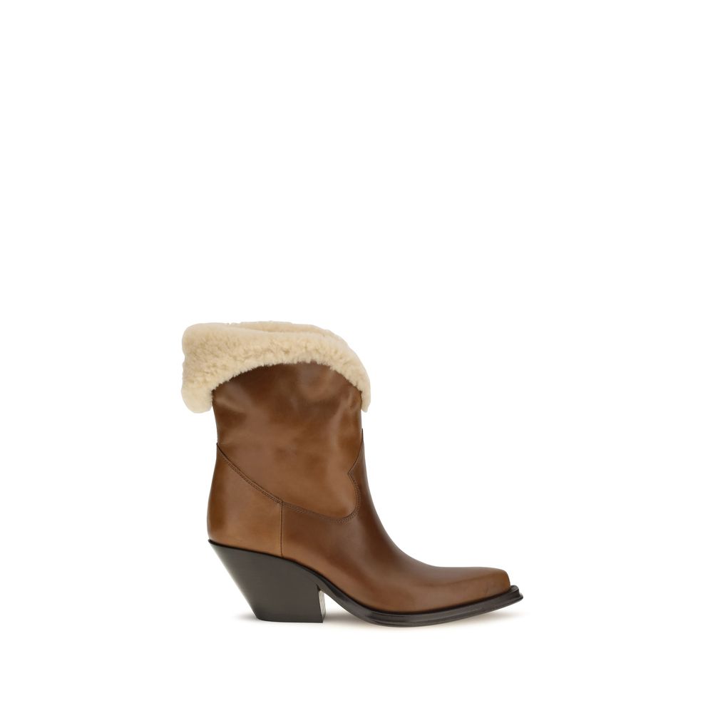 Chloé Brown Calf Leather Ankle Boots