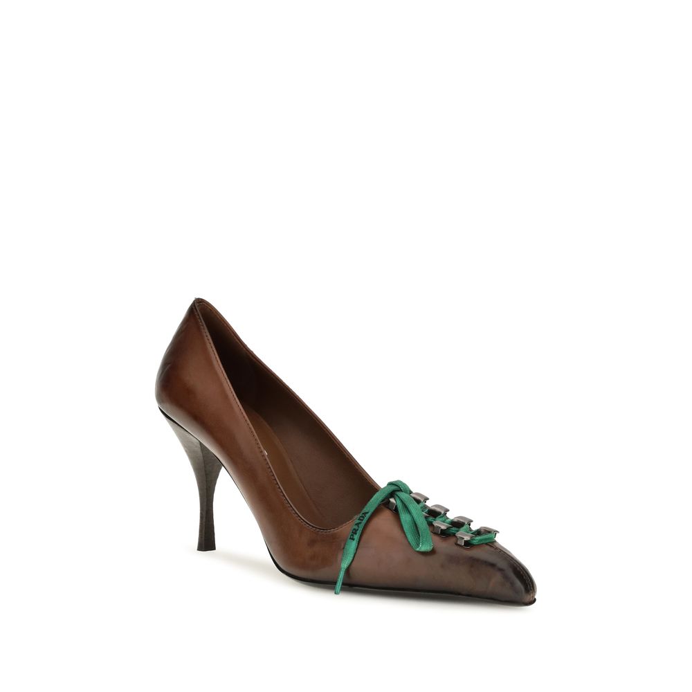 Prada Brown Calf Leather Lace-Up