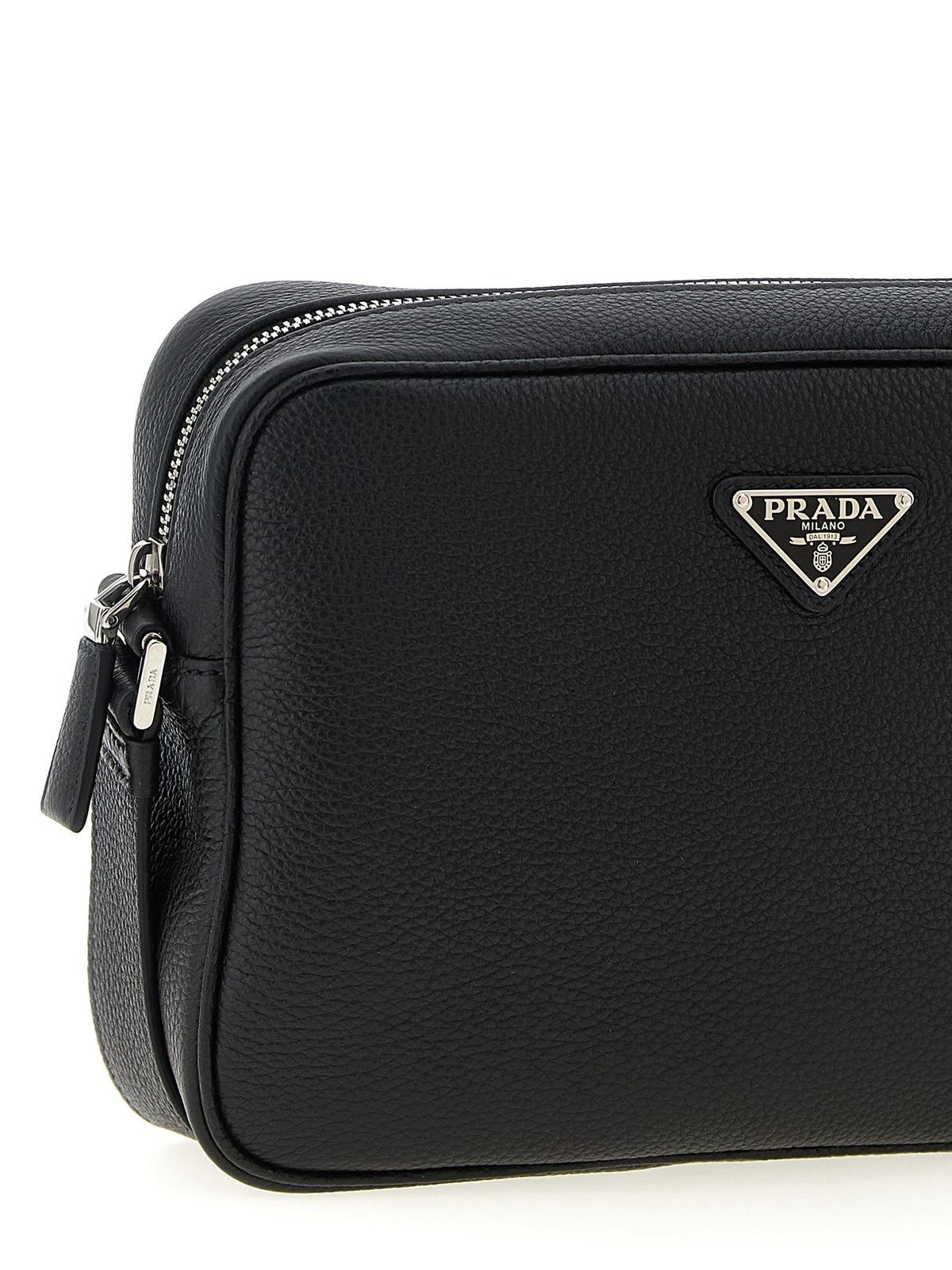 Sac bandoulière Prada en cuir de veau noir