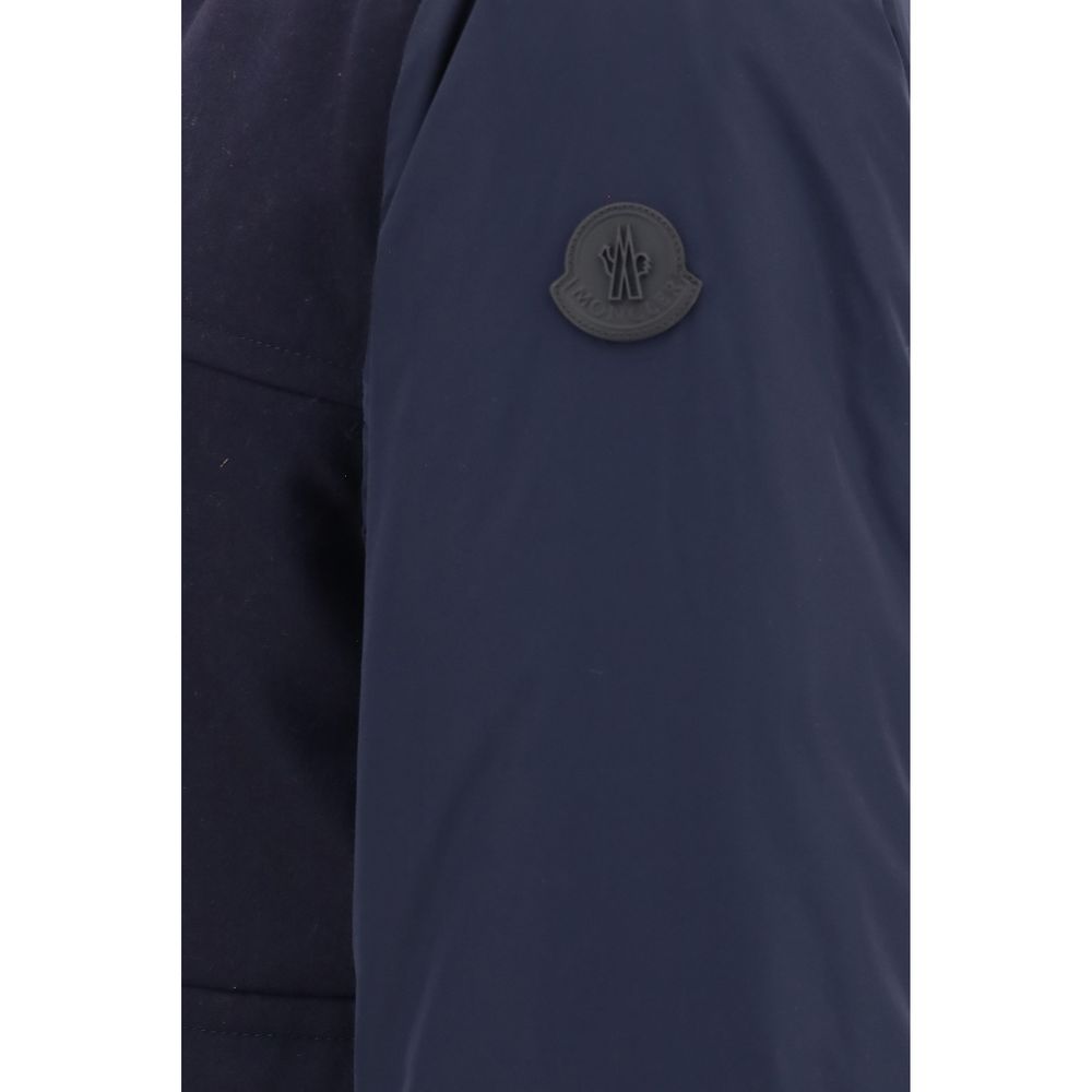 Moncler Blue Wool Full-Length Jacket