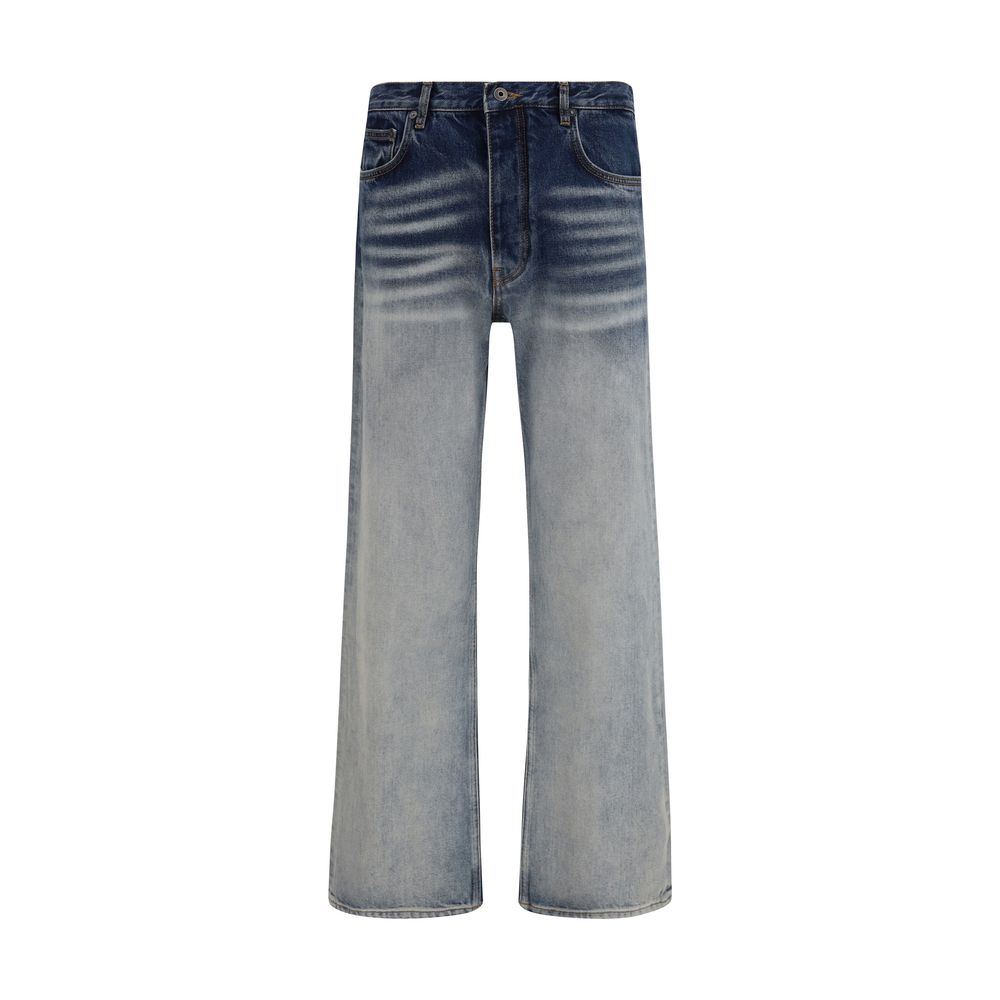 Off-White Gray Cotton Straight-Leg Jeans