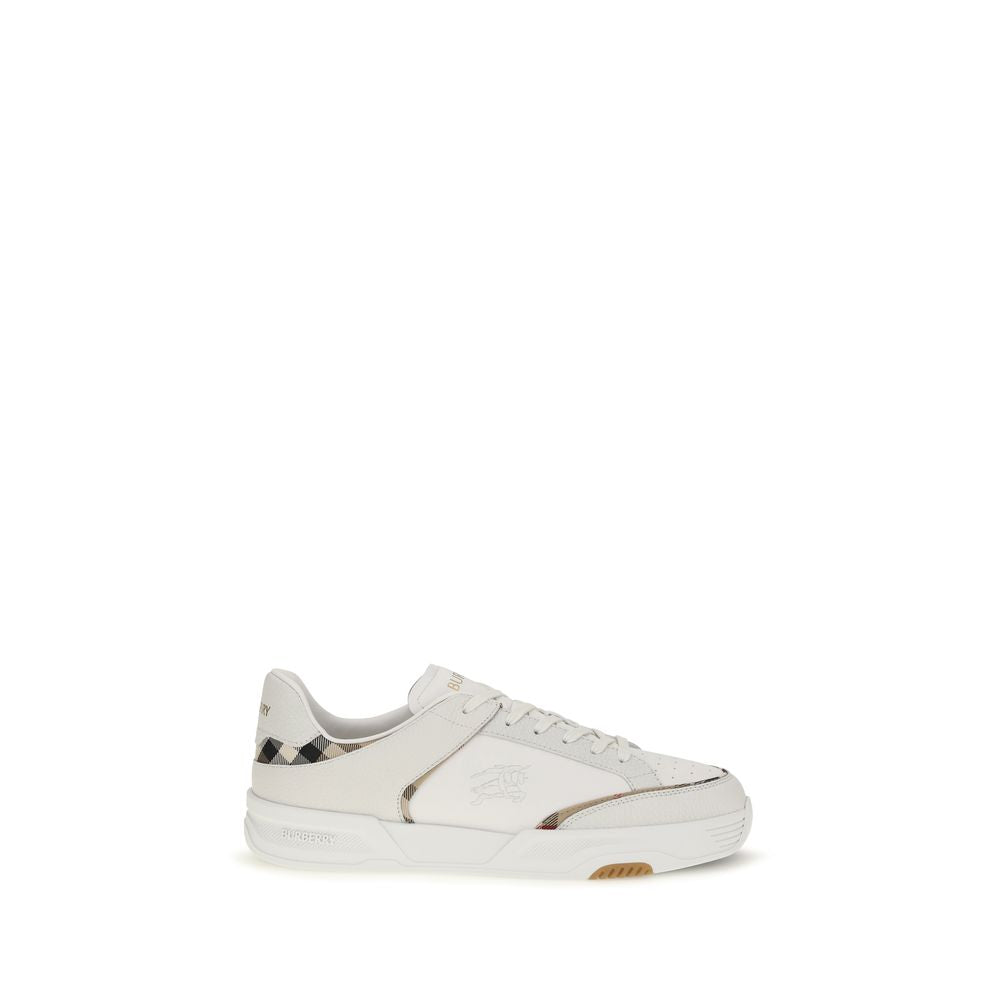 Burberry White Calf Leather Low Top Sneakers