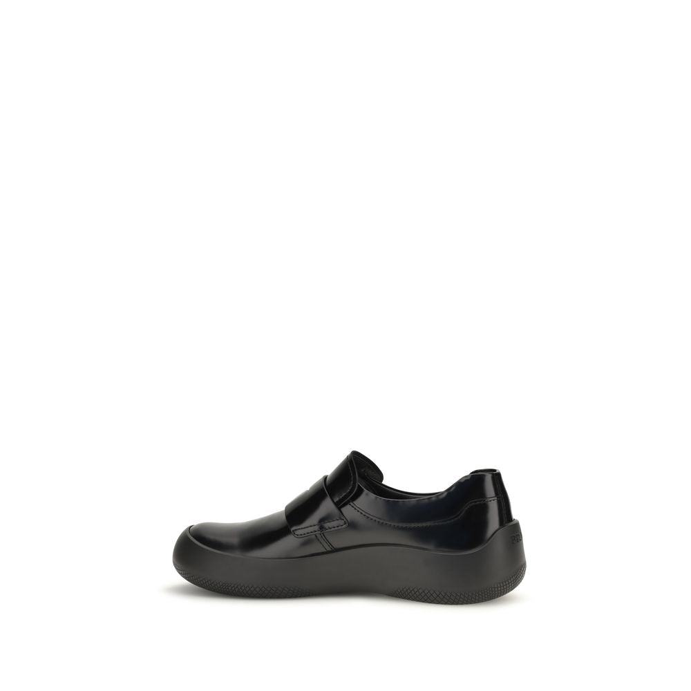 Prada Black Calf Leather Slip-On Loafers