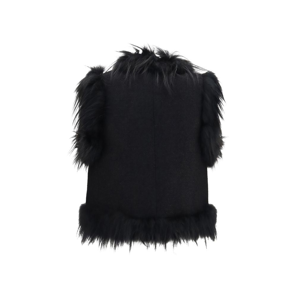 Fendi Black Wool Sleeveless Jacket