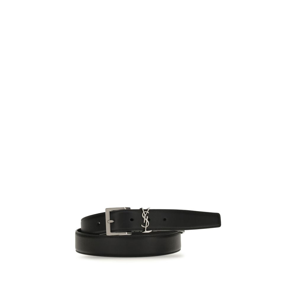 Saint Laurent Black Calf Leather Regular Belt