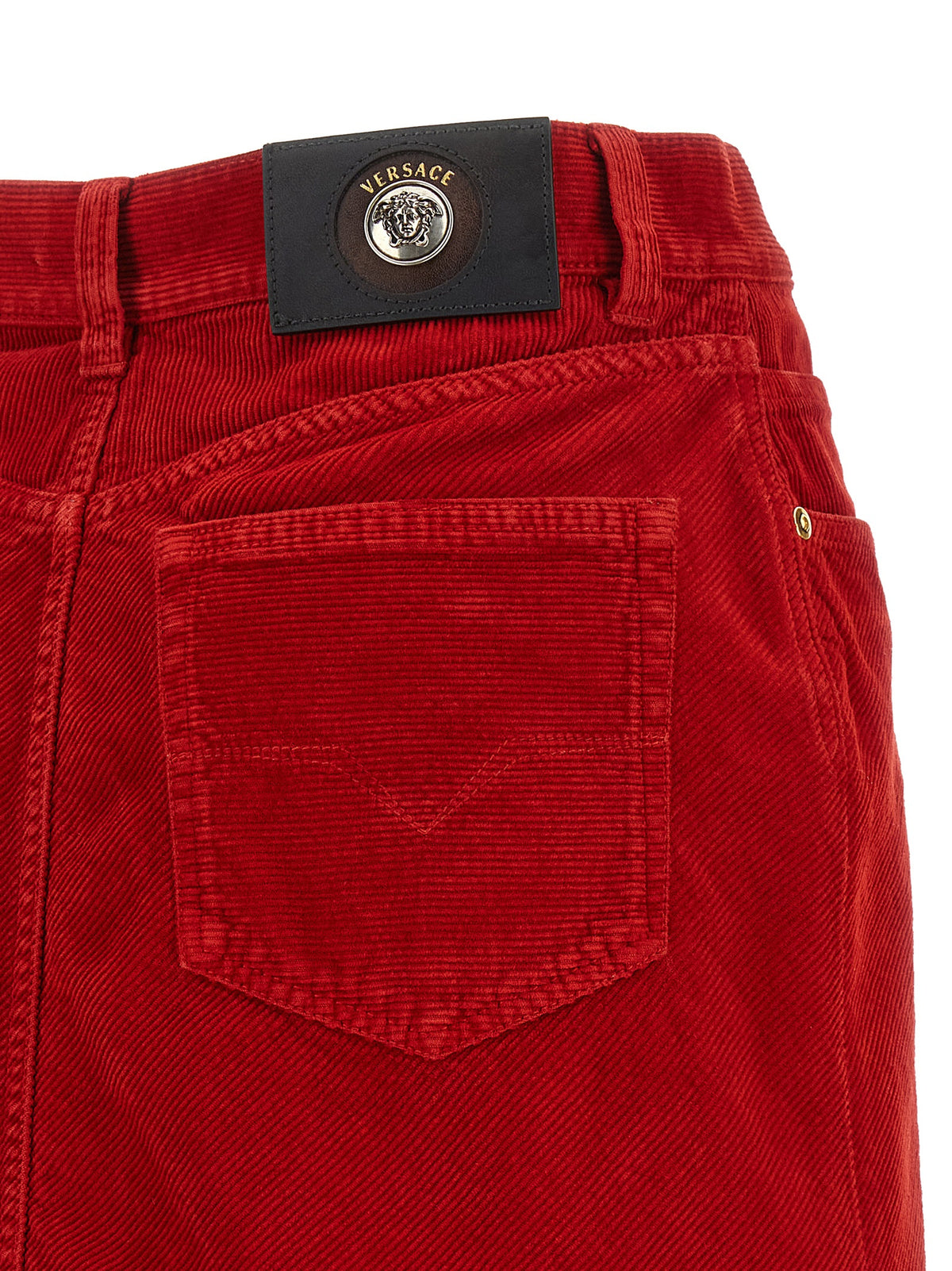 Versace Red Cotton Long Skirt