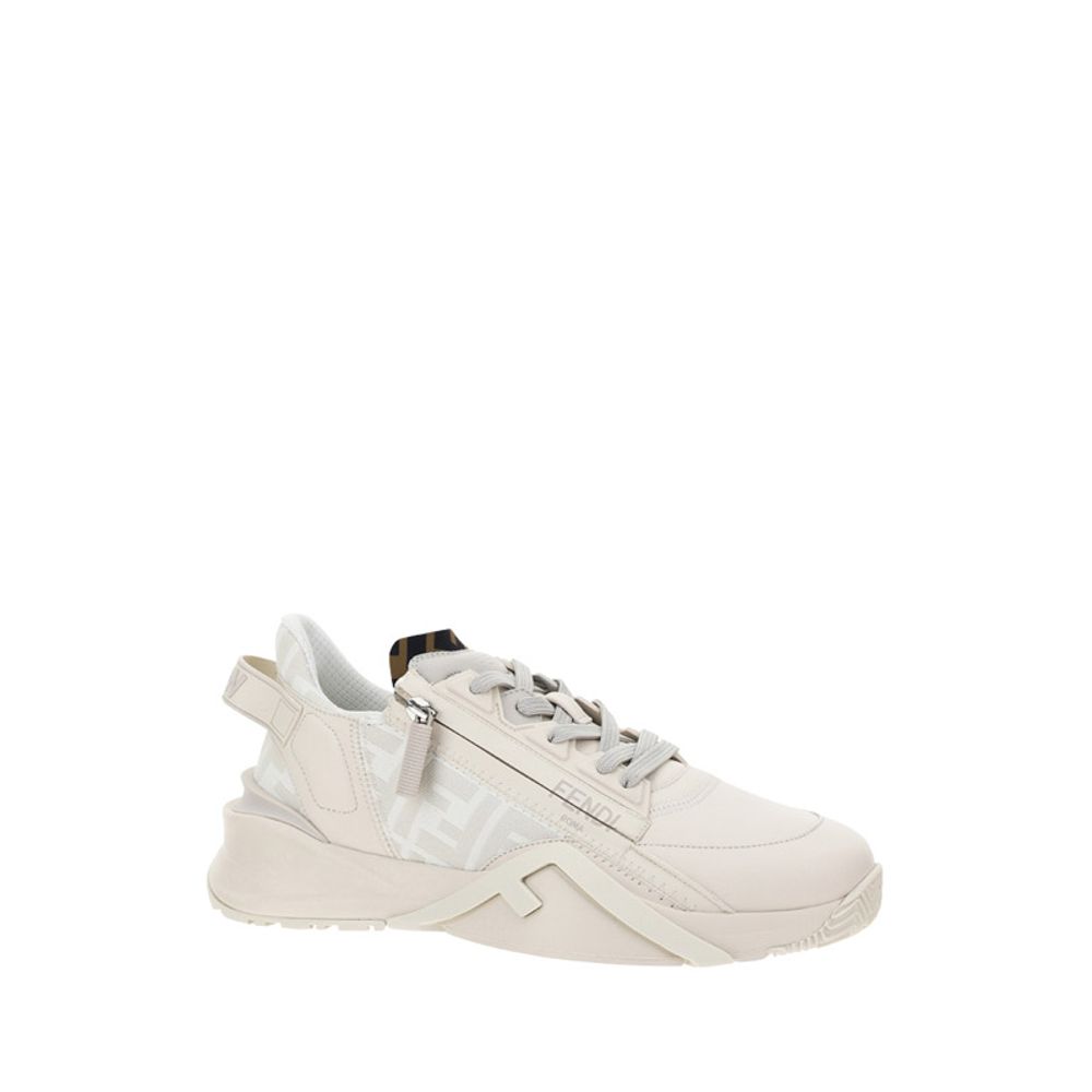 Fendi Beige Calf Leather Athletic Sneakers