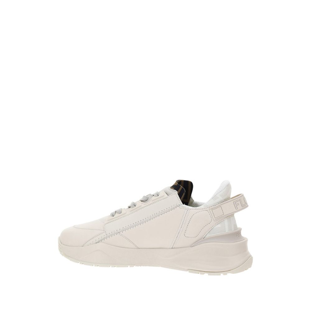 Fendi Beige Calf Leather Athletic Sneakers
