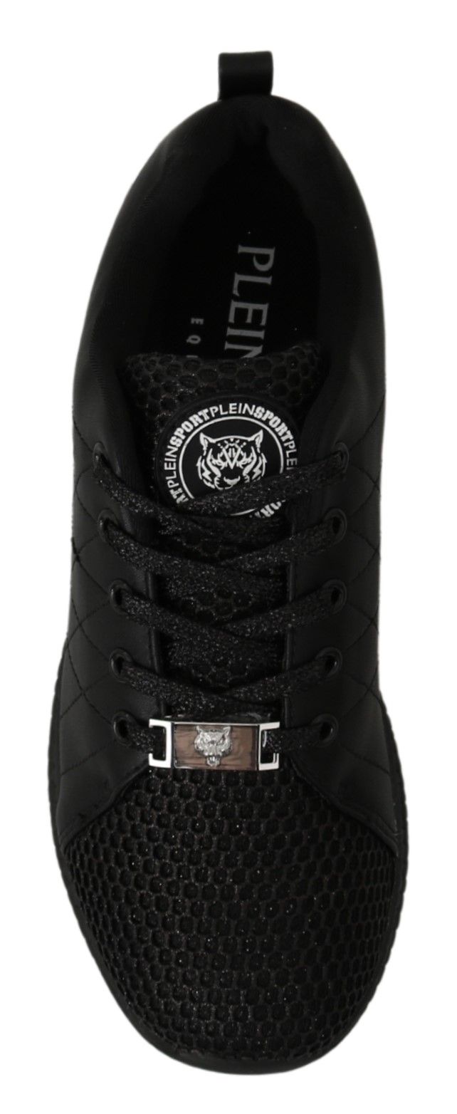 Black Synthetic Running Sneakers with Rubber Sole by Philipp Plein
