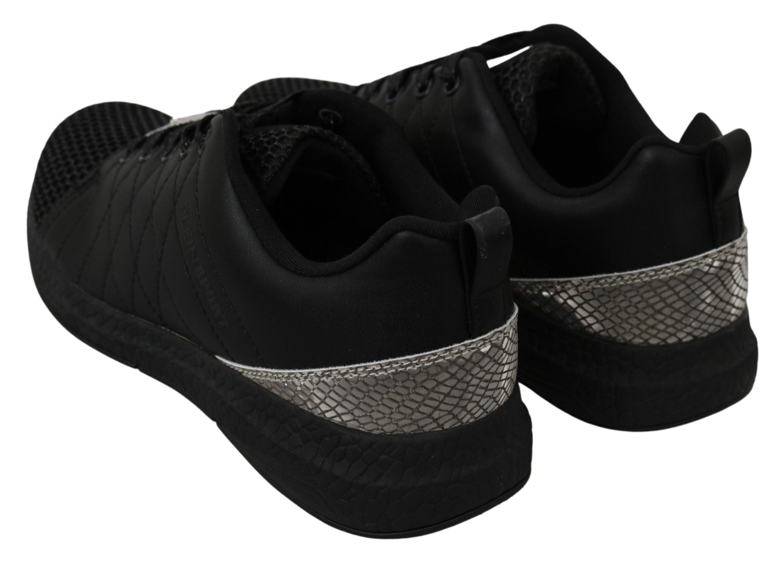 Black Synthetic Running Sneakers with Rubber Sole by Philipp Plein