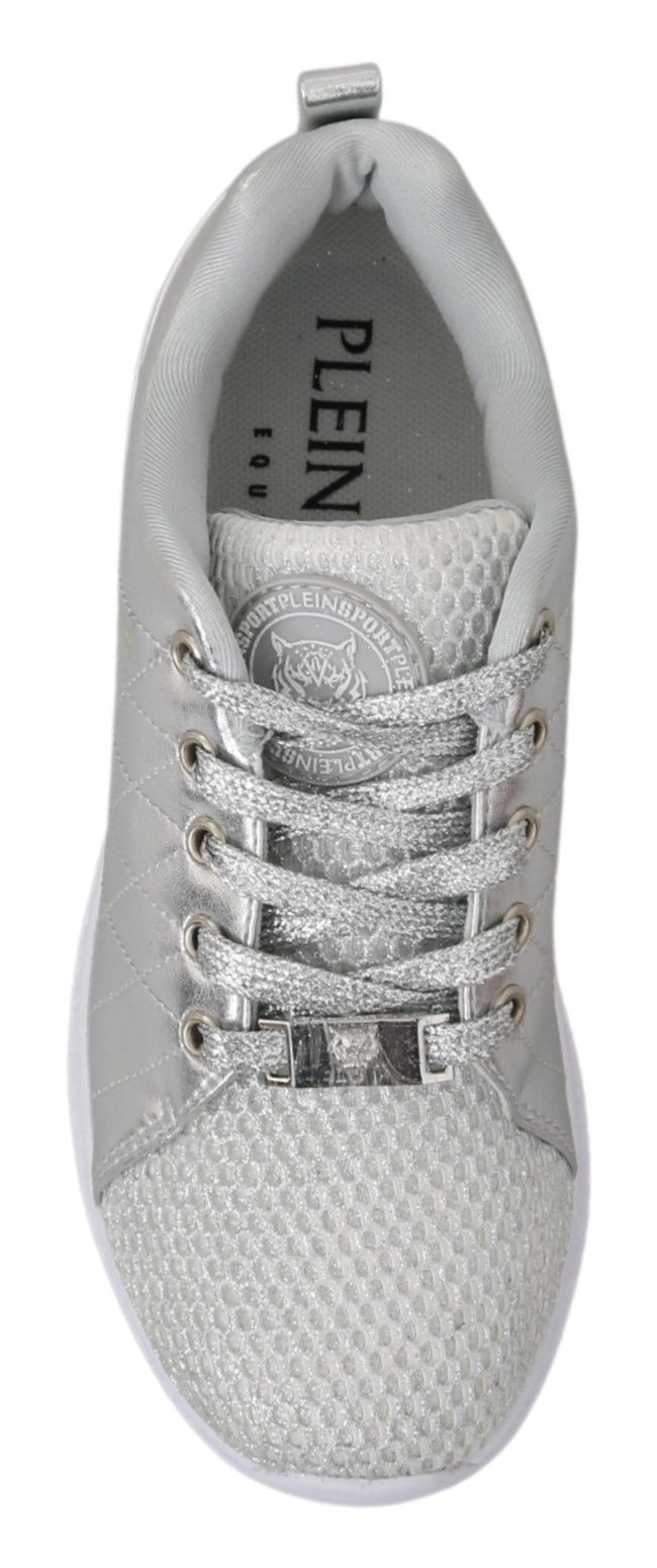 Silver Synthetic Gisella Sneakers with Logo Detail