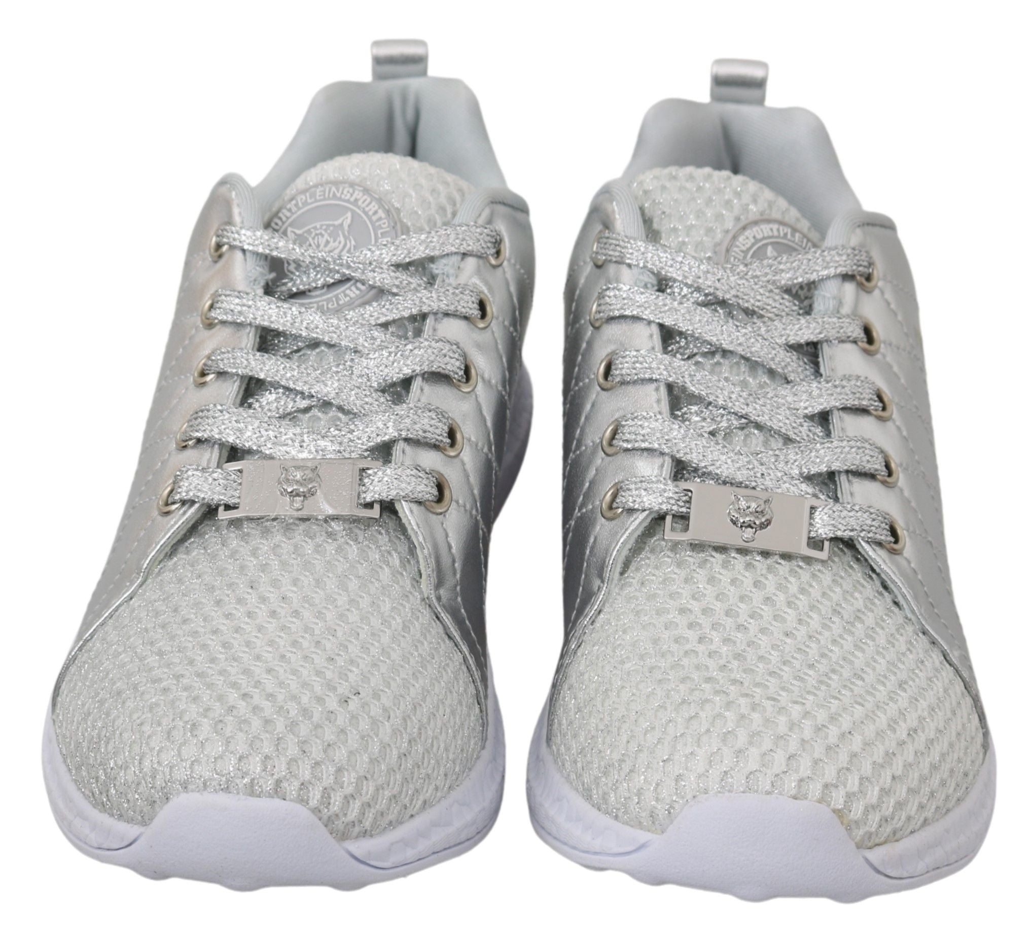 Silver Synthetic Gisella Sneakers with Logo Detail