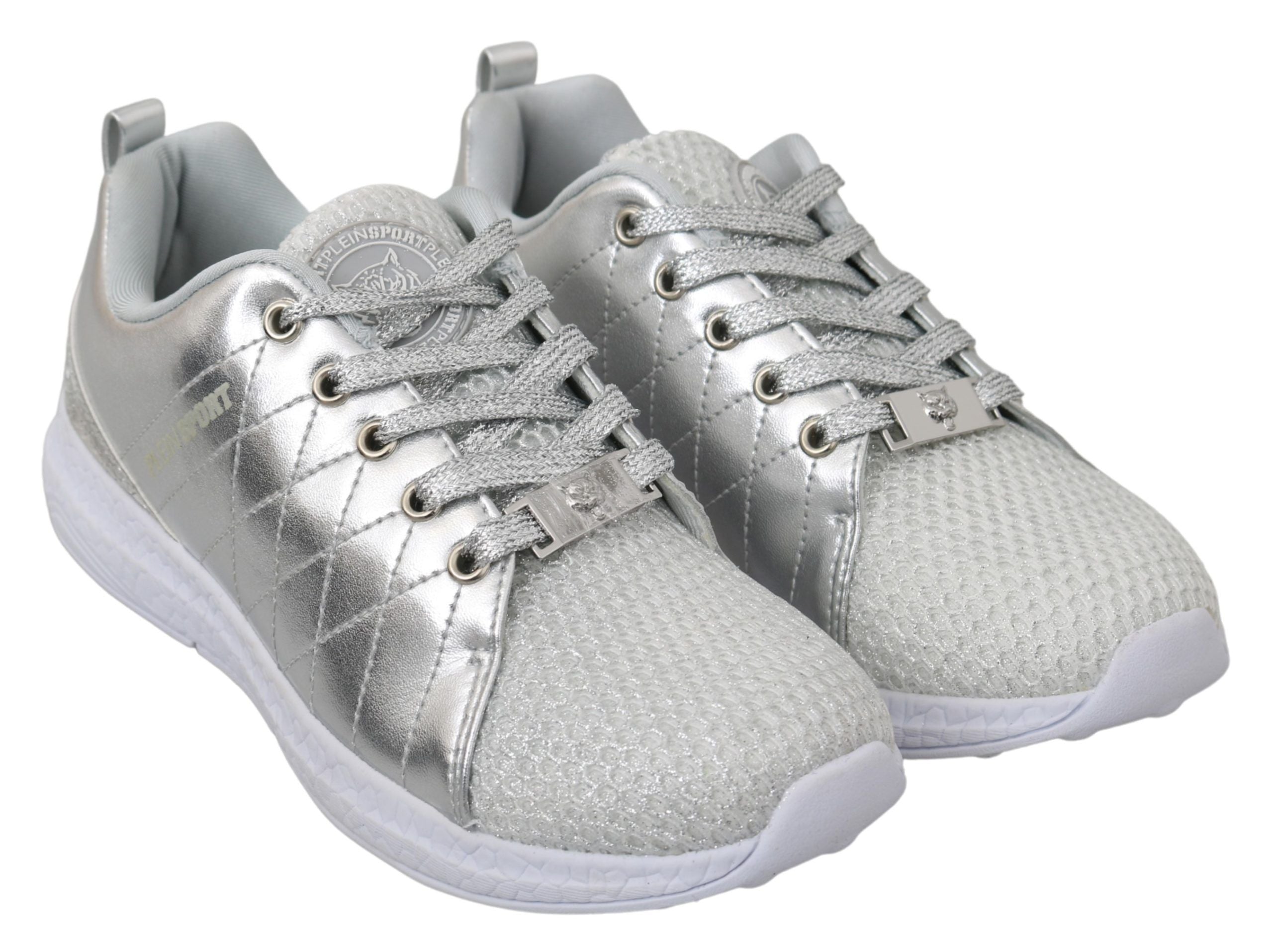 Silver Synthetic Gisella Sneakers with Logo Detail