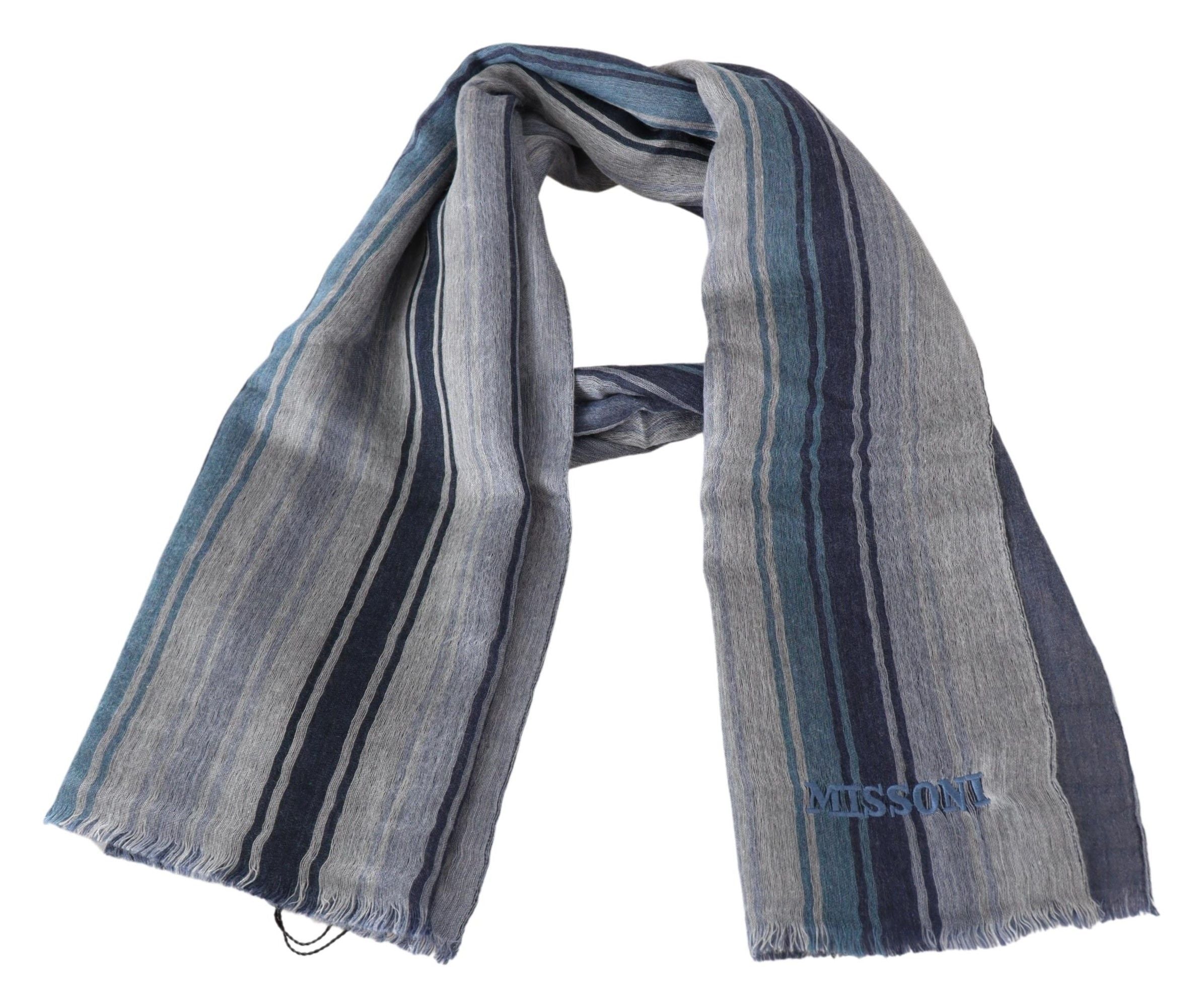 Multicolor Wool Neck Wrap with Stripes and Logo Embroidery