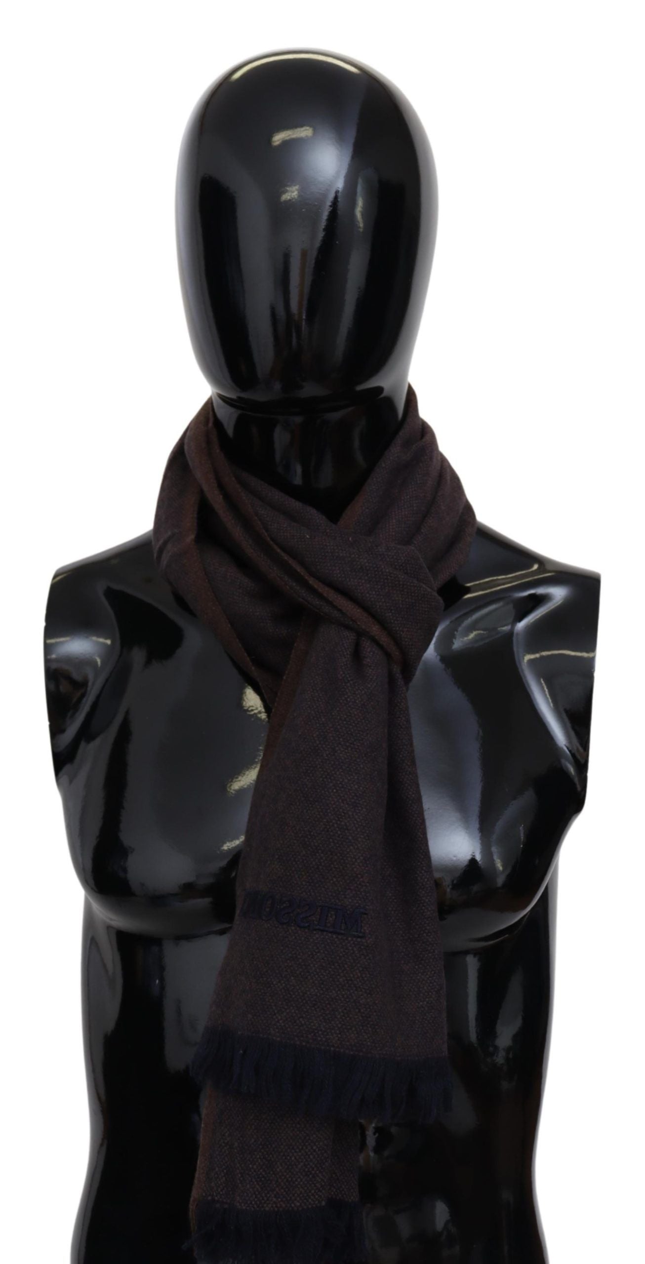 Écharpe unisexe marron 100 % cachemire à franges