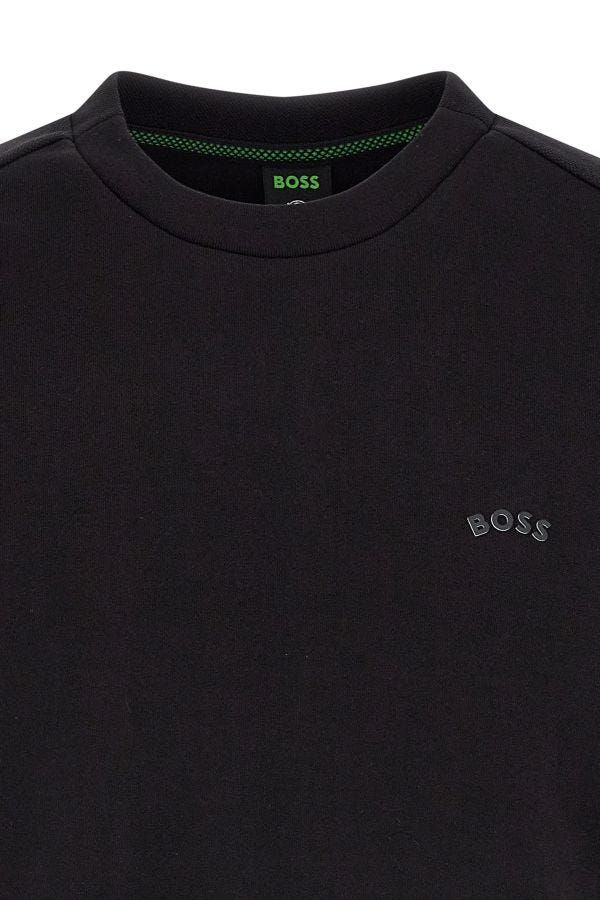 Schwarzes Baumwoll-Sweatshirt mit Logo-Details von HUGO BOSS