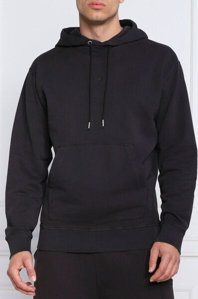 Sweat à capuche en coton bleu foncé avec logo