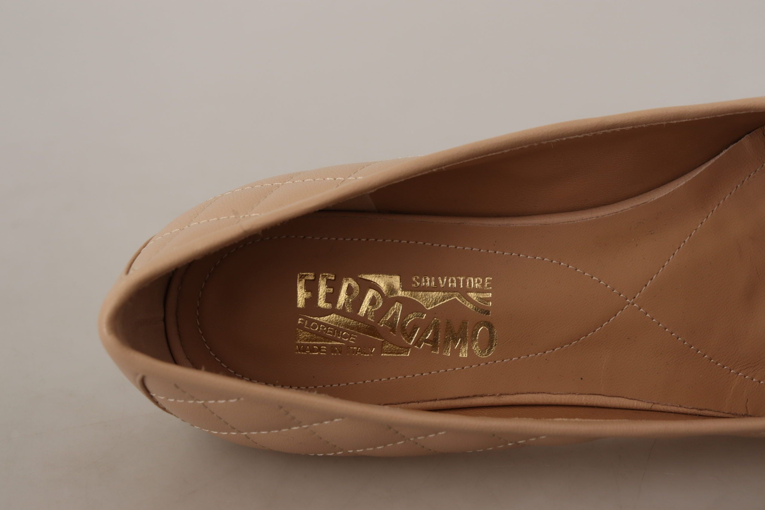 New Bisque and Black Leather Ballet Flats with Grosgrain Bow