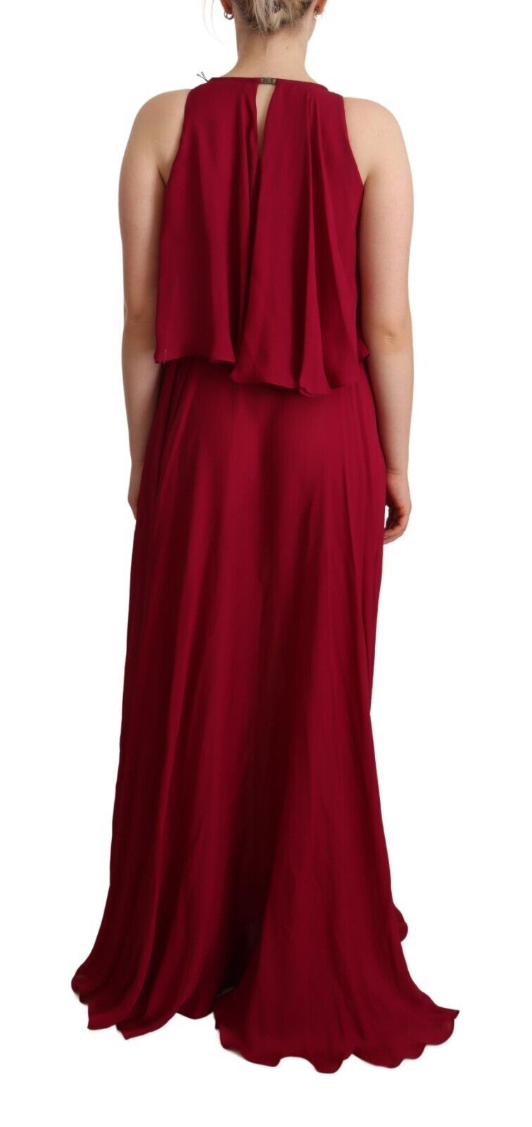 PLEIN SUD Orchid Silk Sleeveless Ruffle Maxi Dress