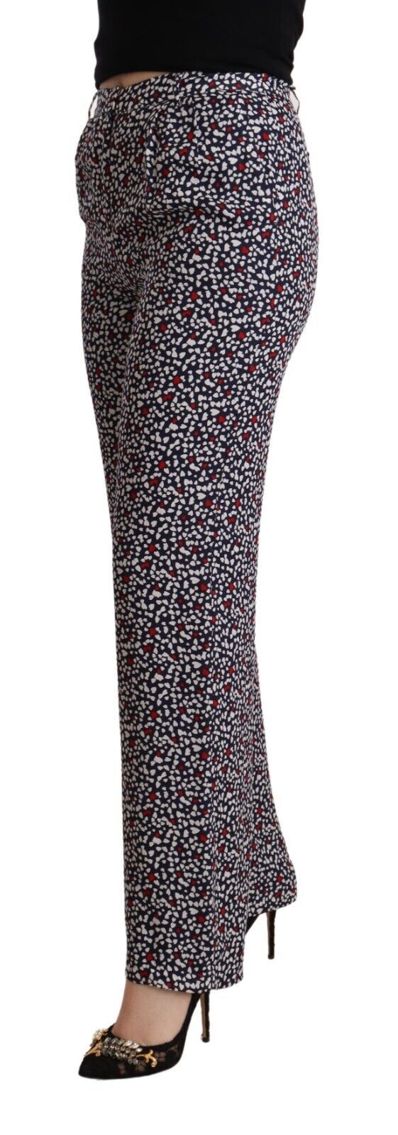 Schwarze, gerade Hose mit hohem Bund und Print aus Kunstfaser von Michael Kors
