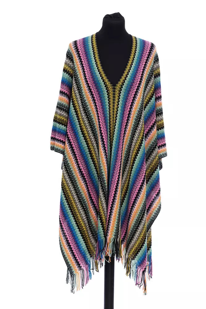 Poncho en laine multicolore pour femme