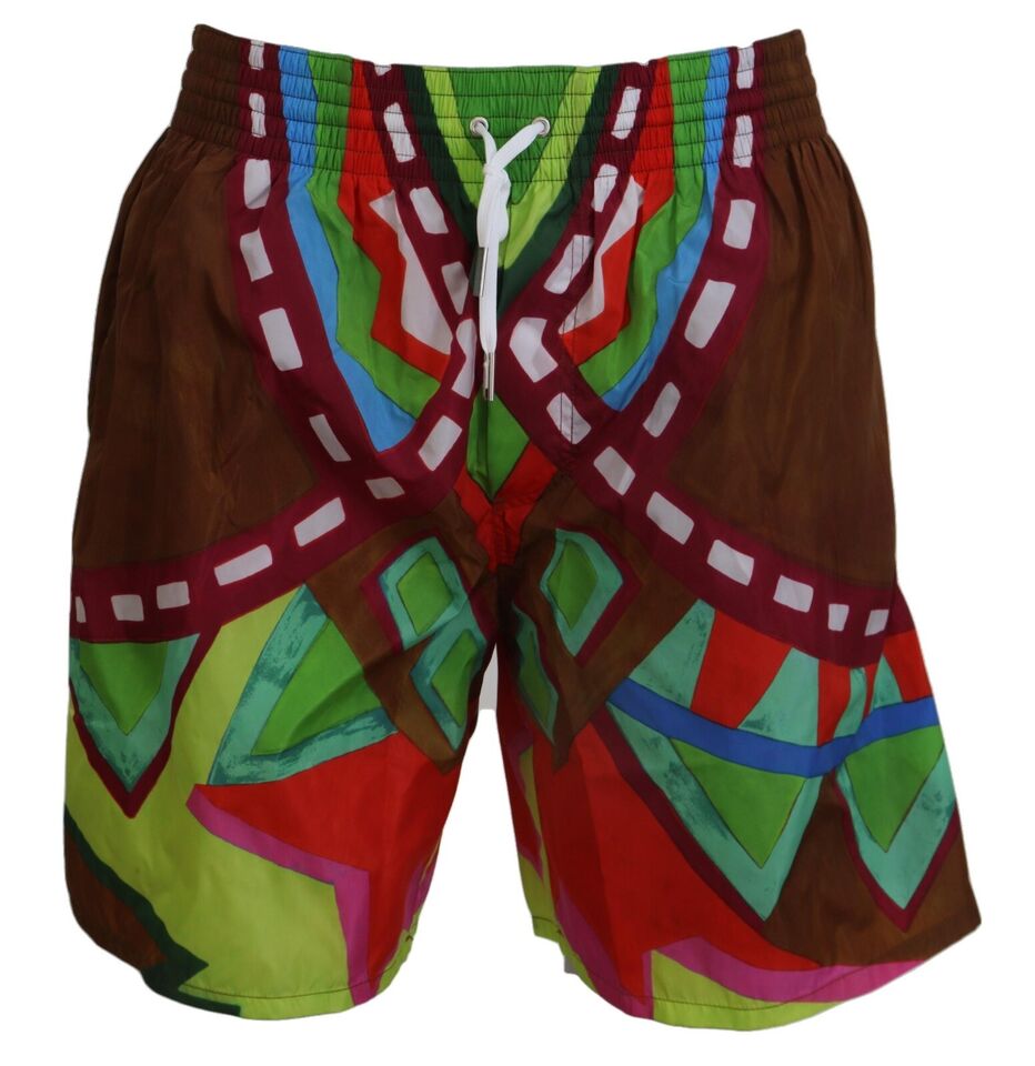 Maillot de bain court imprimé multicolore pour homme