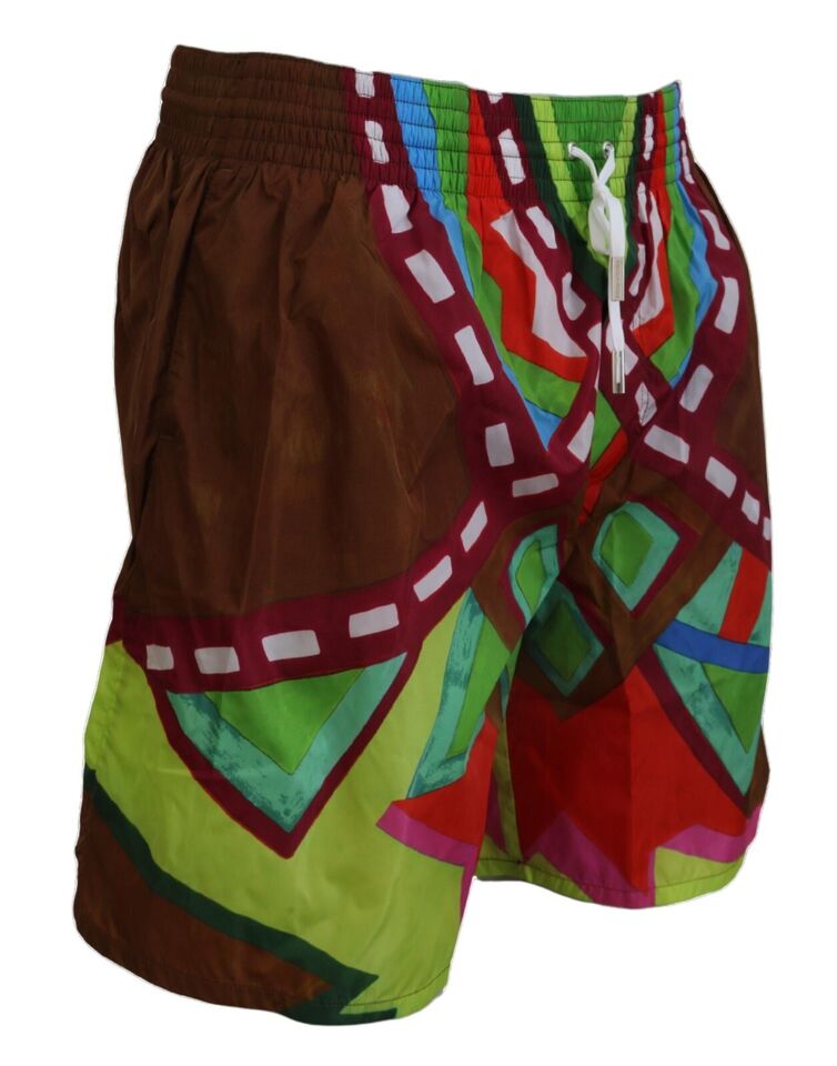 Maillot de bain court imprimé multicolore pour homme