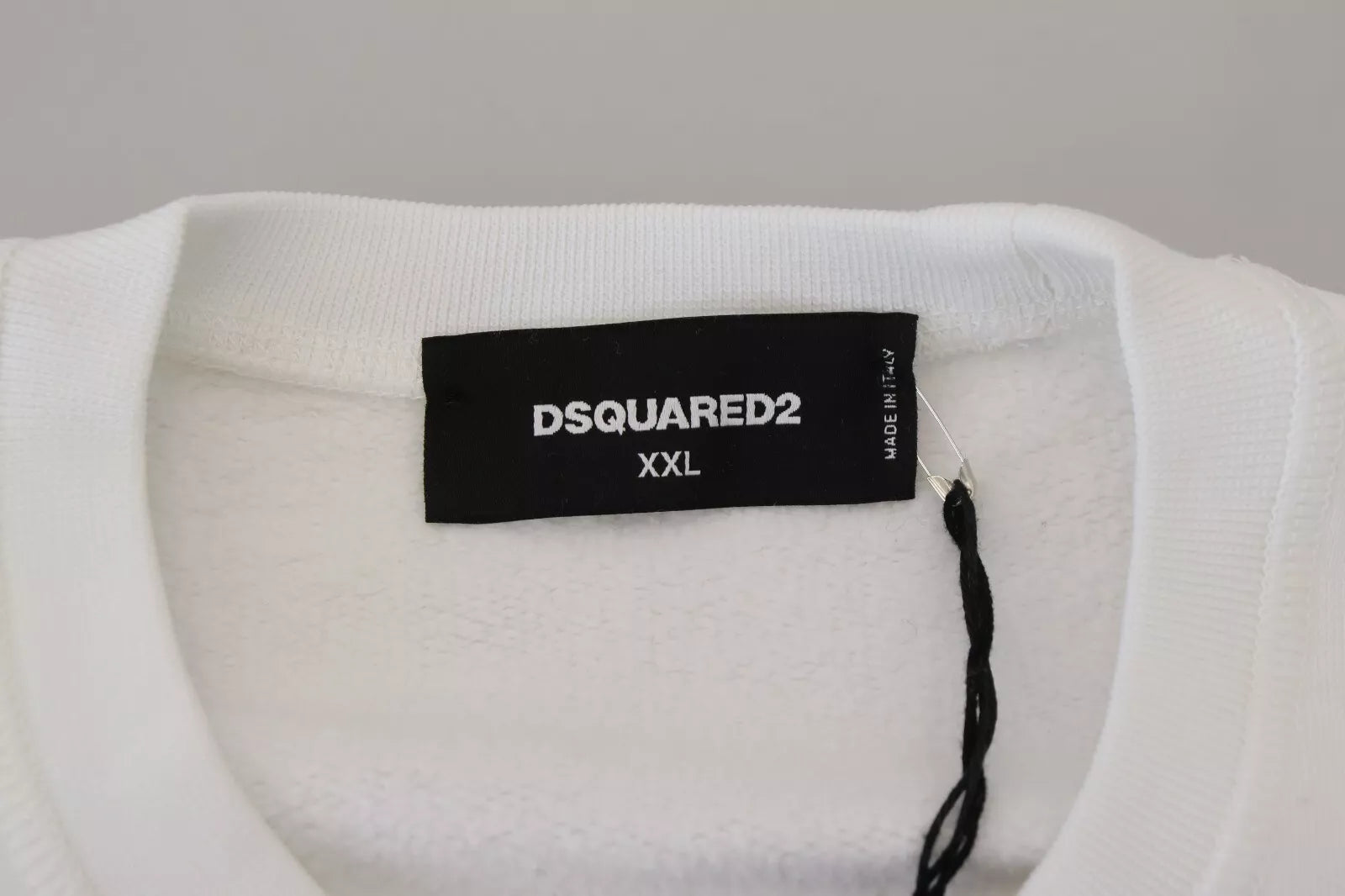 Sweat-shirt blanc brodé à col rond