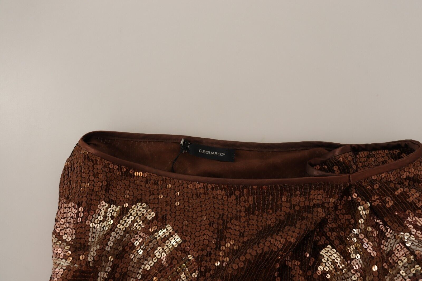 Robe longue asymétrique Dsquared² marron à paillettes Leaf