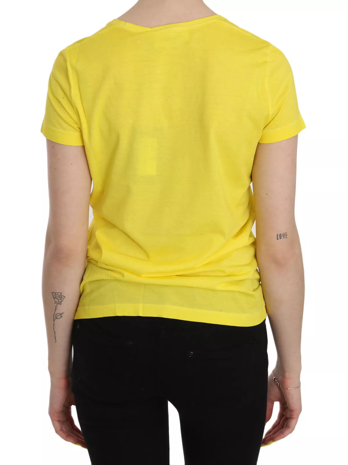 Yellow Cotton Blouse with Round Neck and Short Sleeves