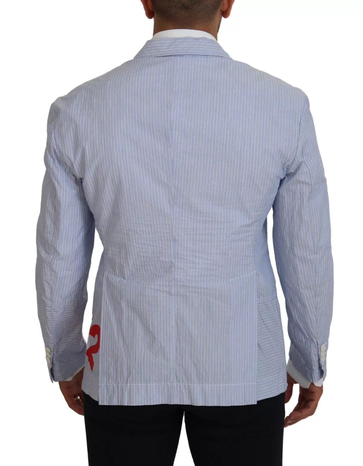 Blazer habillé à rayures bleues et à simple boutonnage