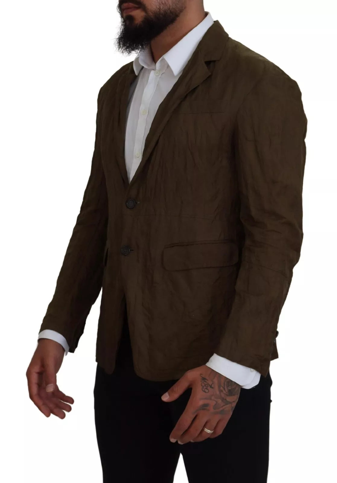Veste blazer verte à simple boutonnage pour homme
