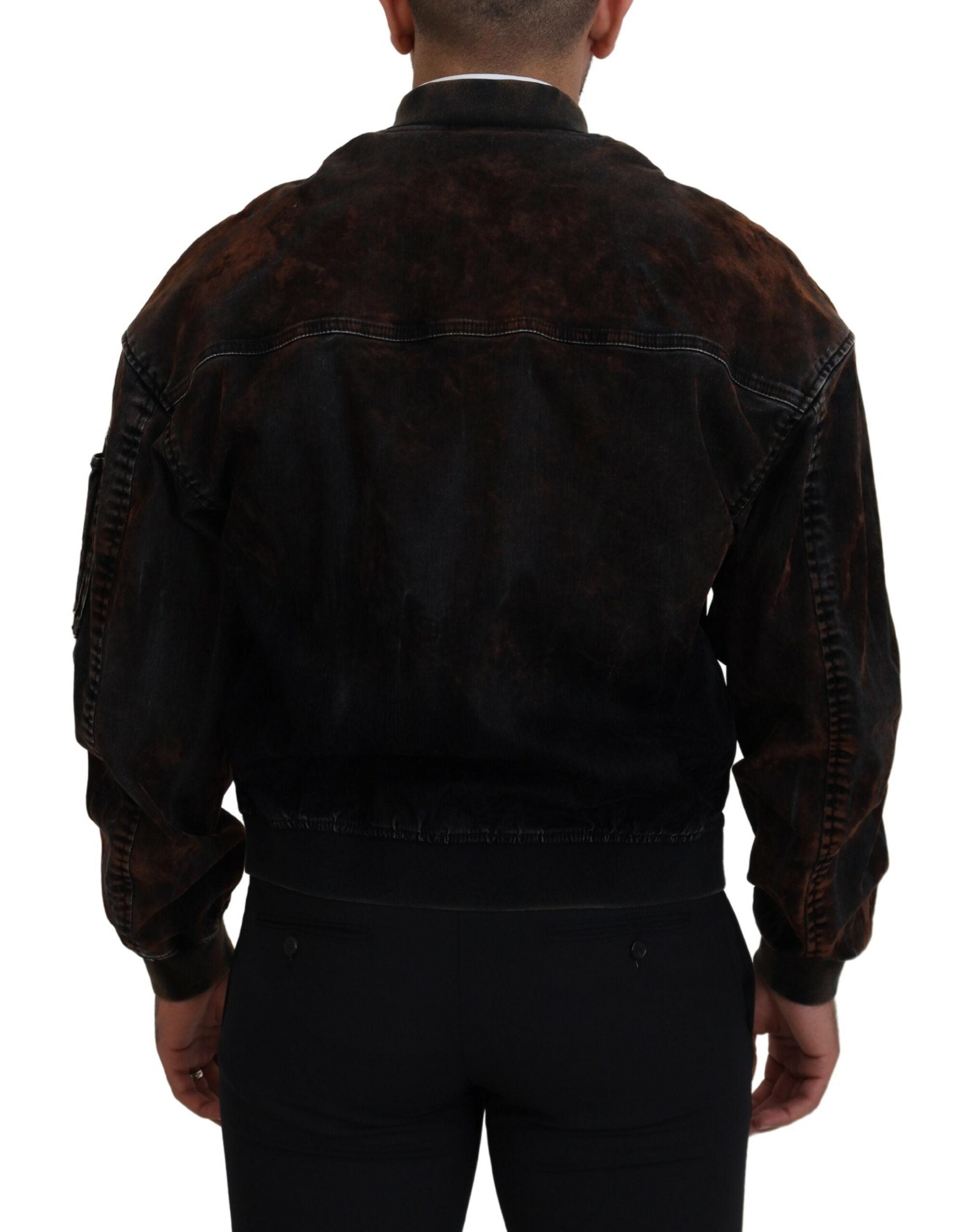 Dsquared² Veste Bomber Marron Coton Poches Zippées Manches
