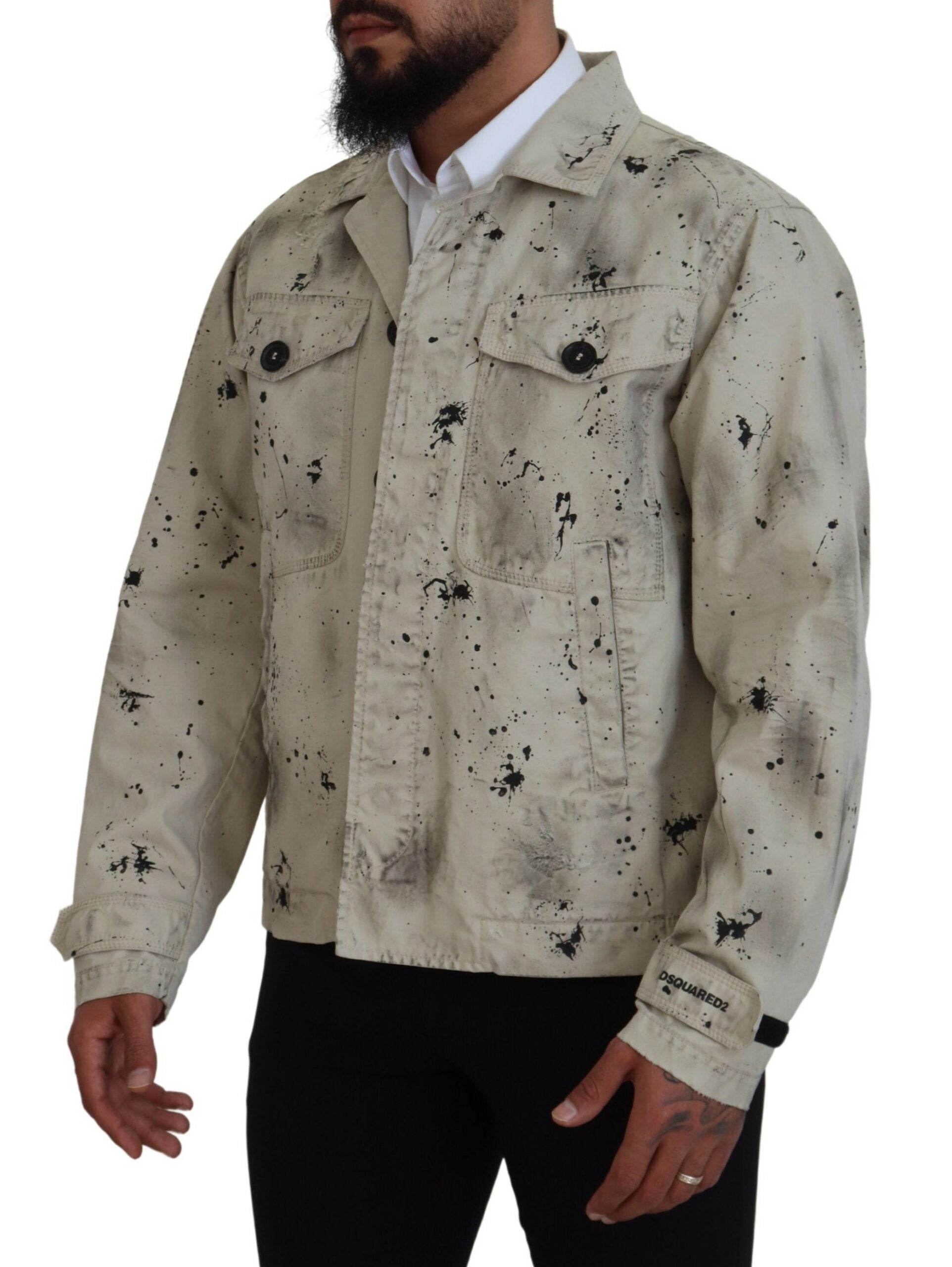 Veste en jean décontractée Off White à imprimé éclaboussures noires