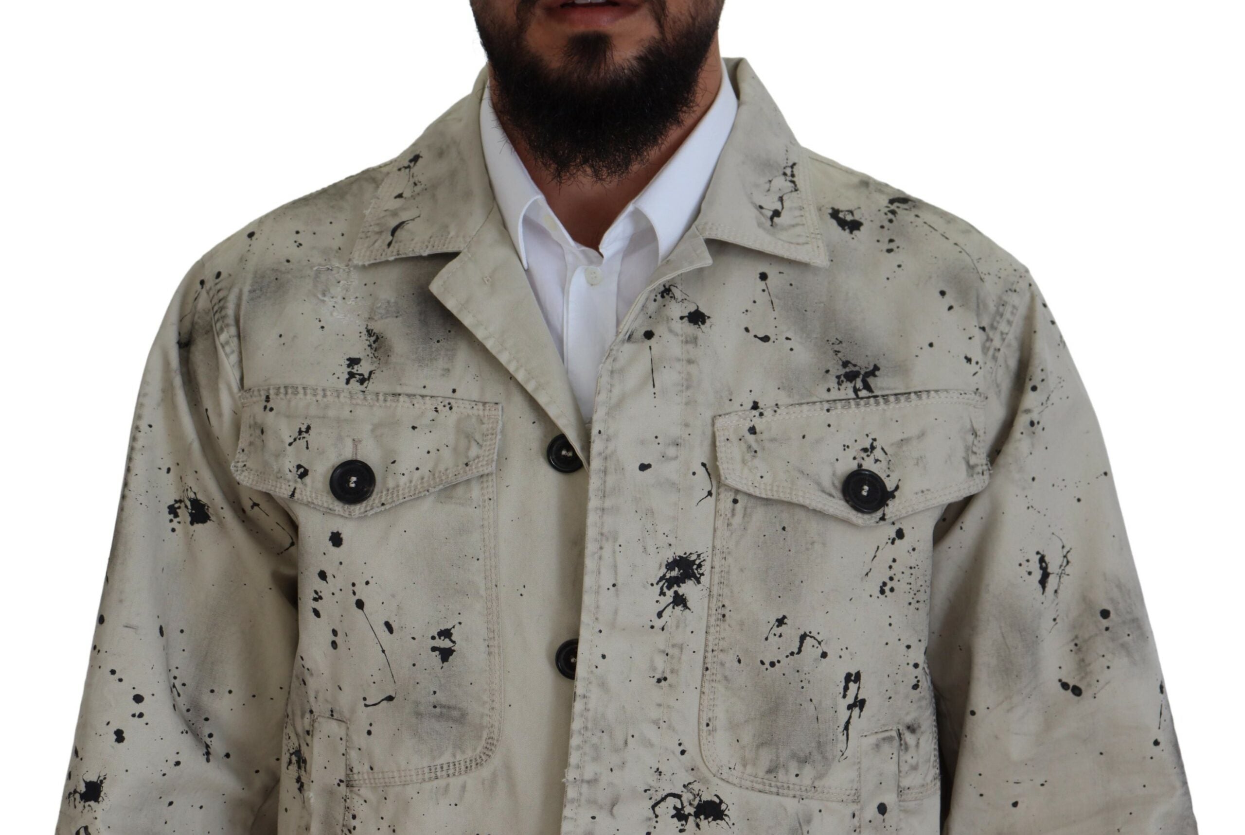Veste en jean décontractée Off White à imprimé éclaboussures noires