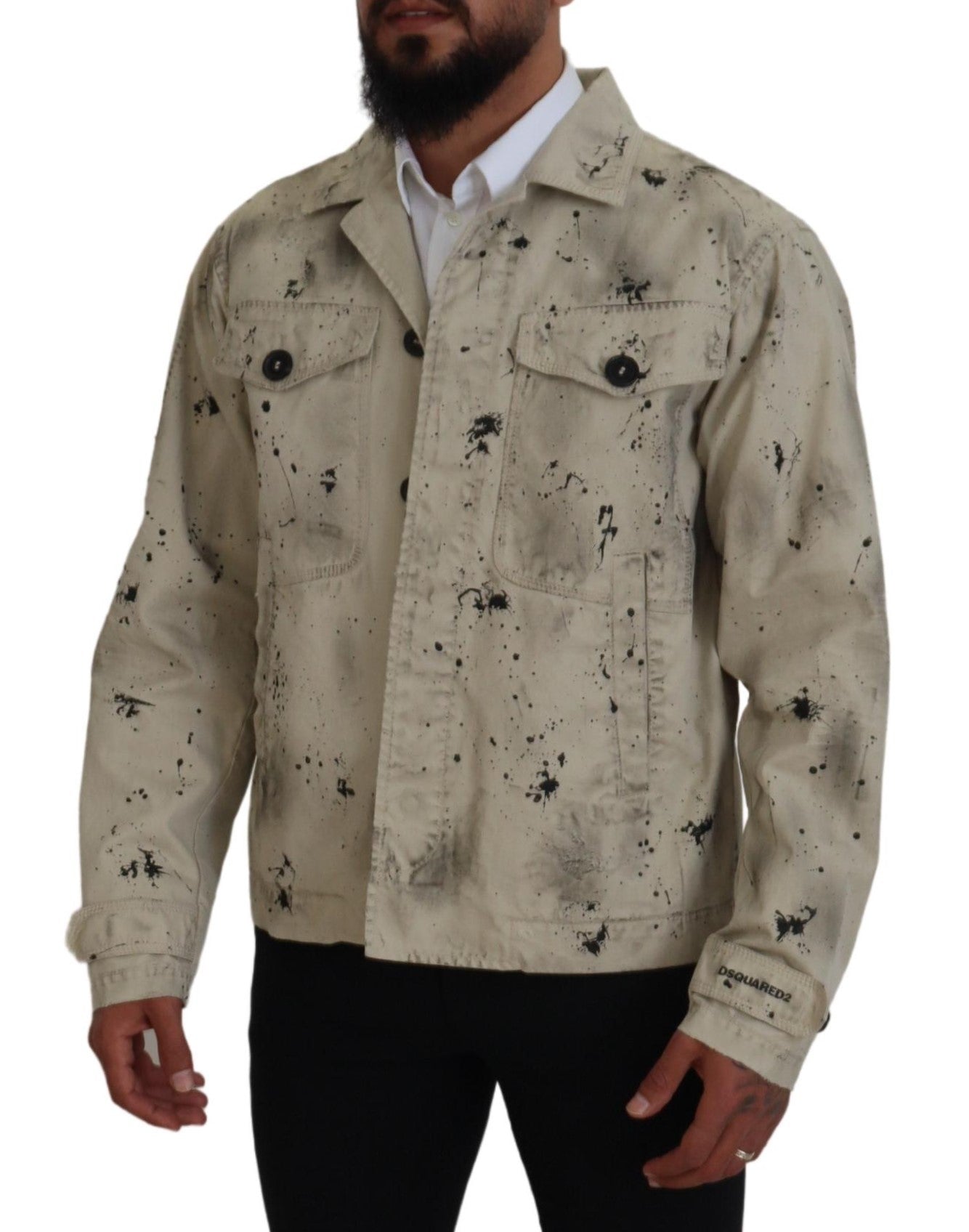 Veste en jean décontractée Off White à imprimé éclaboussures noires