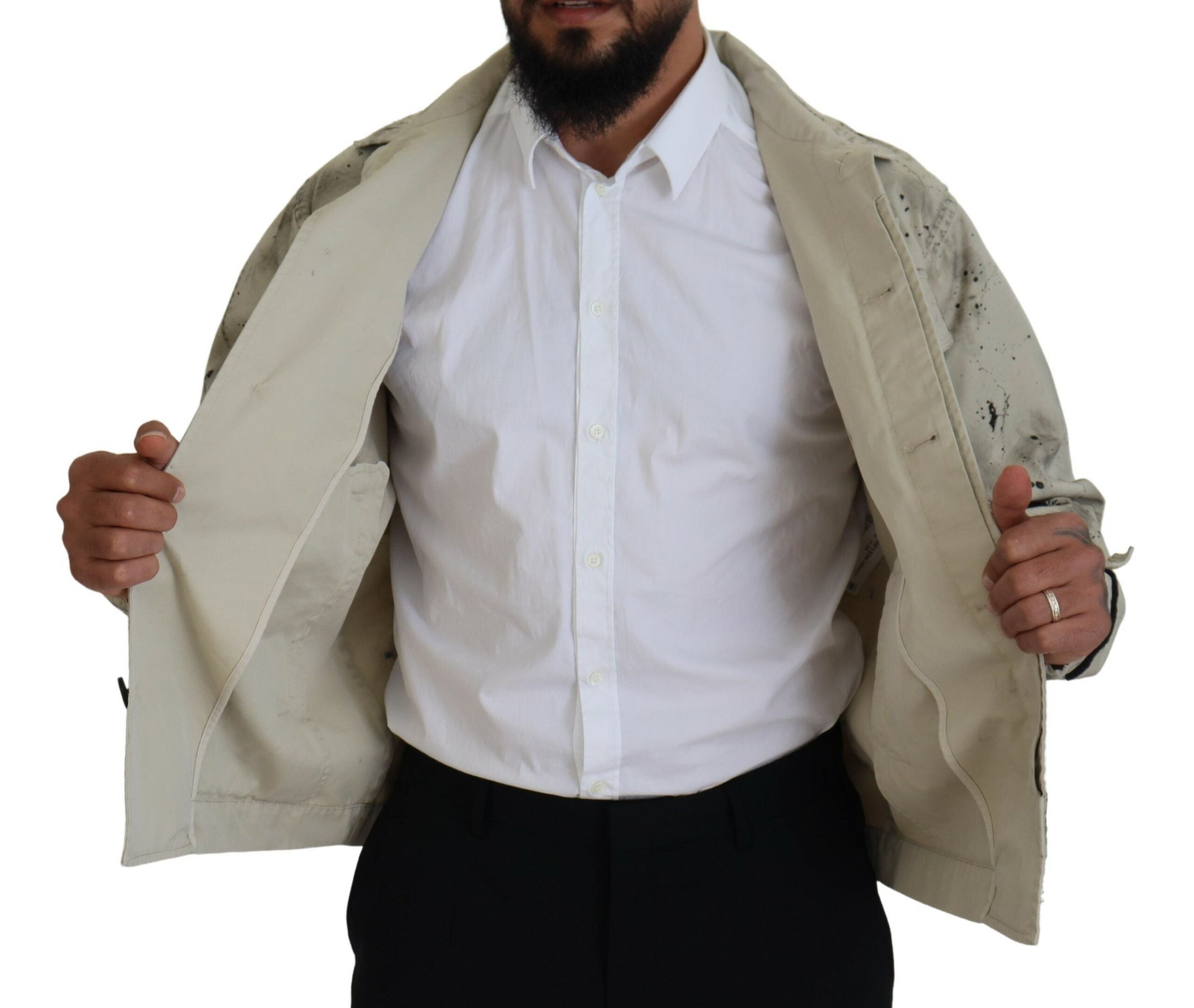 Veste en jean décontractée Off White à imprimé éclaboussures noires