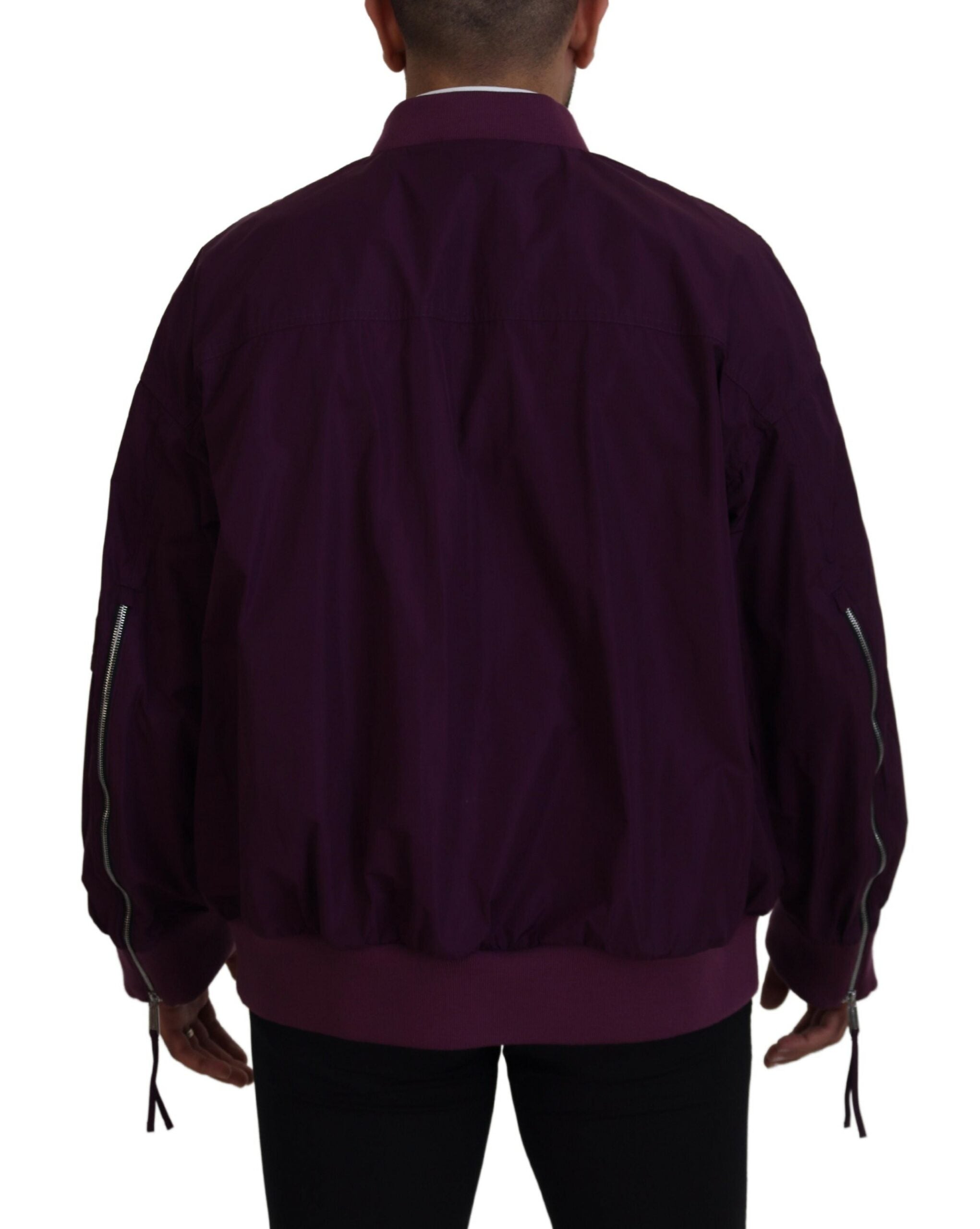 Veste bomber violette en polyester à fermeture éclair intégrale
